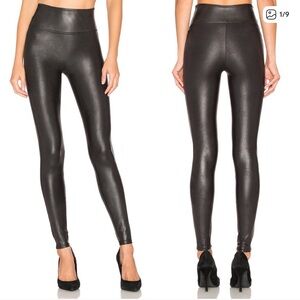 SPANX Faux Leather Black Leggings, size L